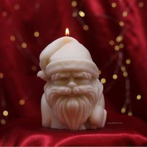 Handmade Santa Candle: Christmas Holiday Decor