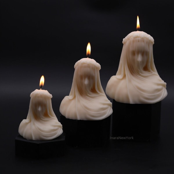 Free shipping | virgin veiled lady | holiday décor |  sculptural candle | housewarming candle | handmade candle | abstract face candle |