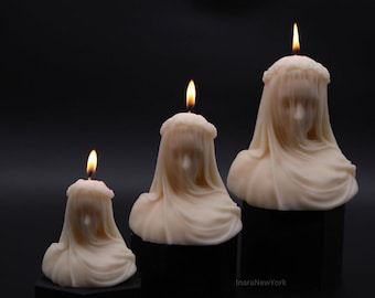 virgin veiled lady | holiday décor |  sculptural candle | housewarming candle | handmade candle | abstract face candle |