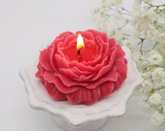 Flower shaped candle |  wedding candle | sculptural candle | housewarming candle | handmade candle | peony candle |