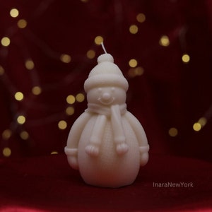 Handmade Snowman Candle: Soy Wax Christmas Decor