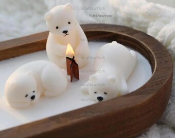 28oz Dough Bowl Candle | Christmas Scented Candle with Polar Bear Decor
