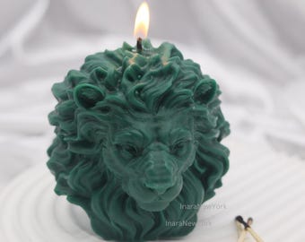 Lion Head Soy Candle: Handmade Farmhouse Decor Gift