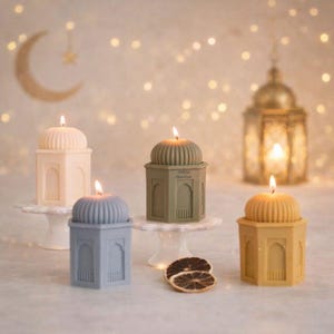 Ramadan eid Mosque Pillar Candle Candle: Handmade Soy Wax Decor