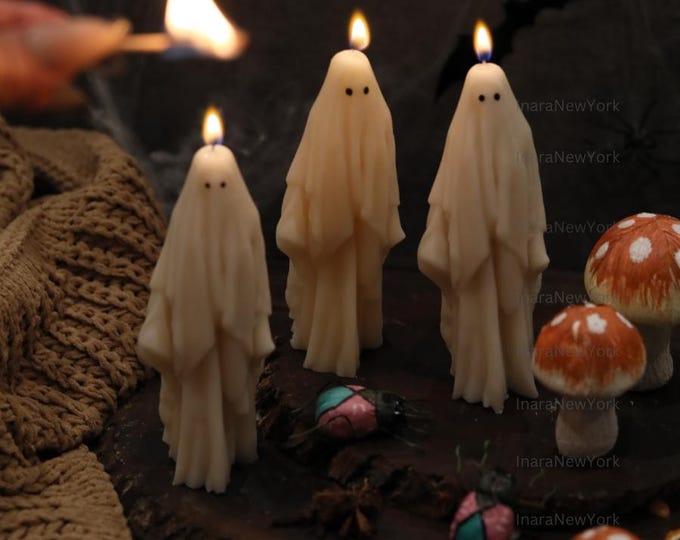Ghost Candles: Halloween Decor, Spooky Soy Wax Candles
