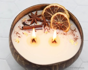 pumpkin chai Scented | Coconut shell Candle | All Natural | chakra healing Candle | housewarming | holiday gift | pumpkin