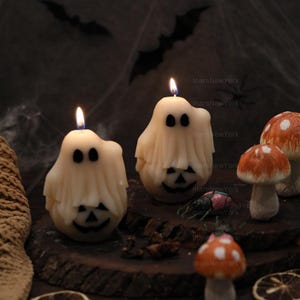 Jack-o-Lantern Ghost Candles | Halloween Ghosts | Spooky Candles | Autumn Decor | Autumn Decoration | Fall | Halloween Candles | Soy wax
