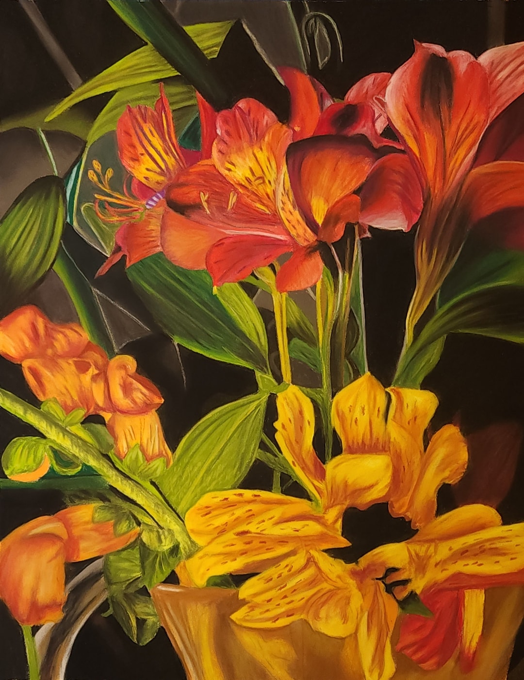 Lily Drawing Print, Hand Drawn, Colored Pencil, Print of Original