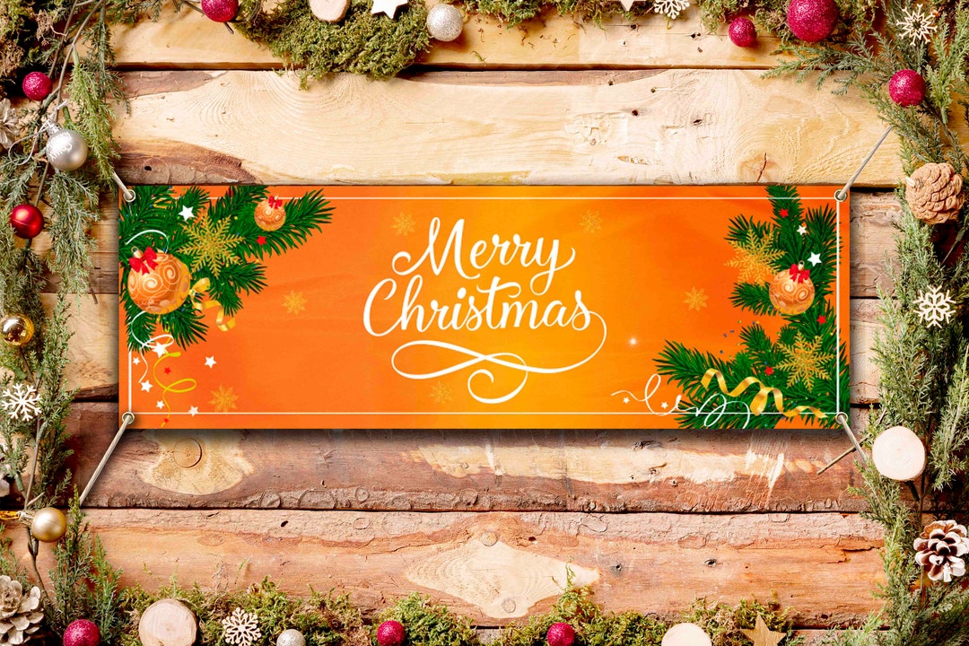 Merry Christmas Vinyl Banner Large Xmas Party Decor With Etsy