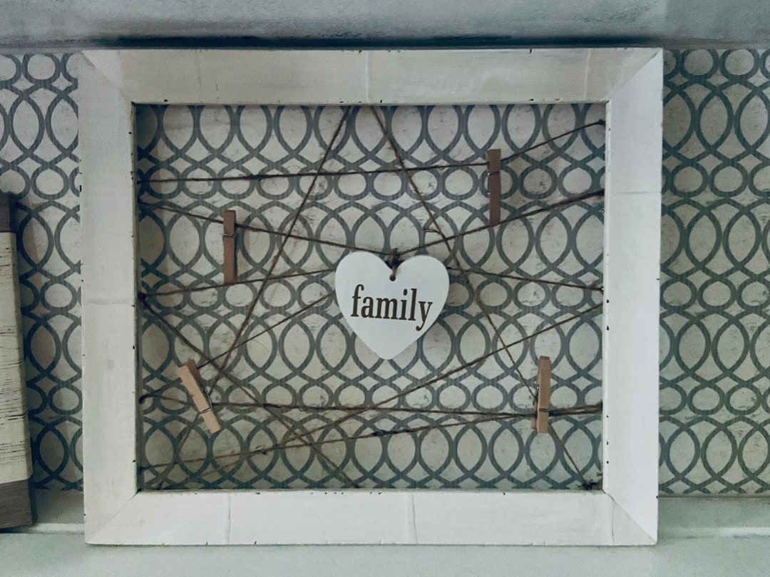 Farmhouse Style Picture Frame Display With Clothespins ~ Family Heart ...