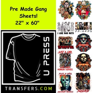 DTF Gang Sheet, DTF Transfers, Ready To Press Ladies Horror DTF Gang Sheet 22&quot; X 60&quot;