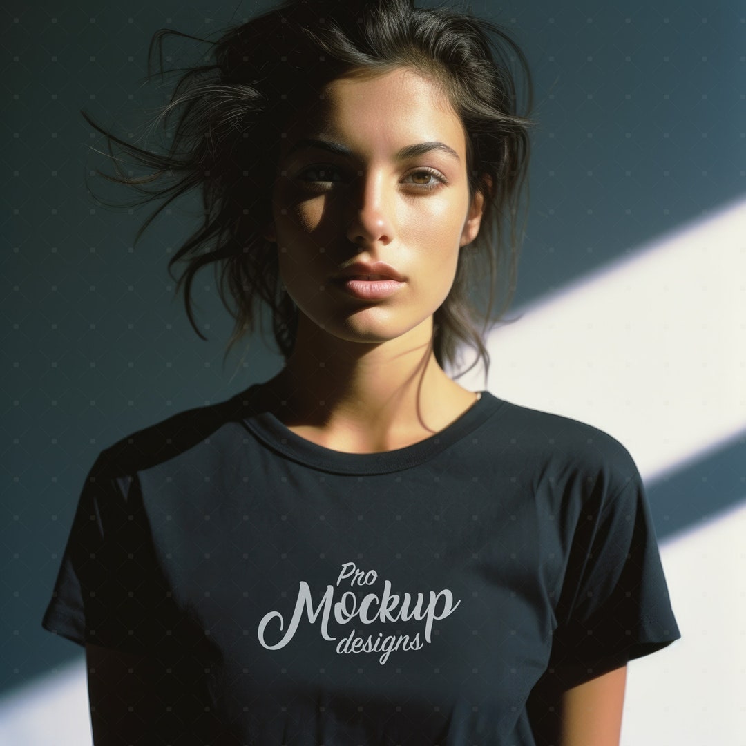Gildan 2000 Female Black Tshirt Mockup Teen Model Studio Etsy
