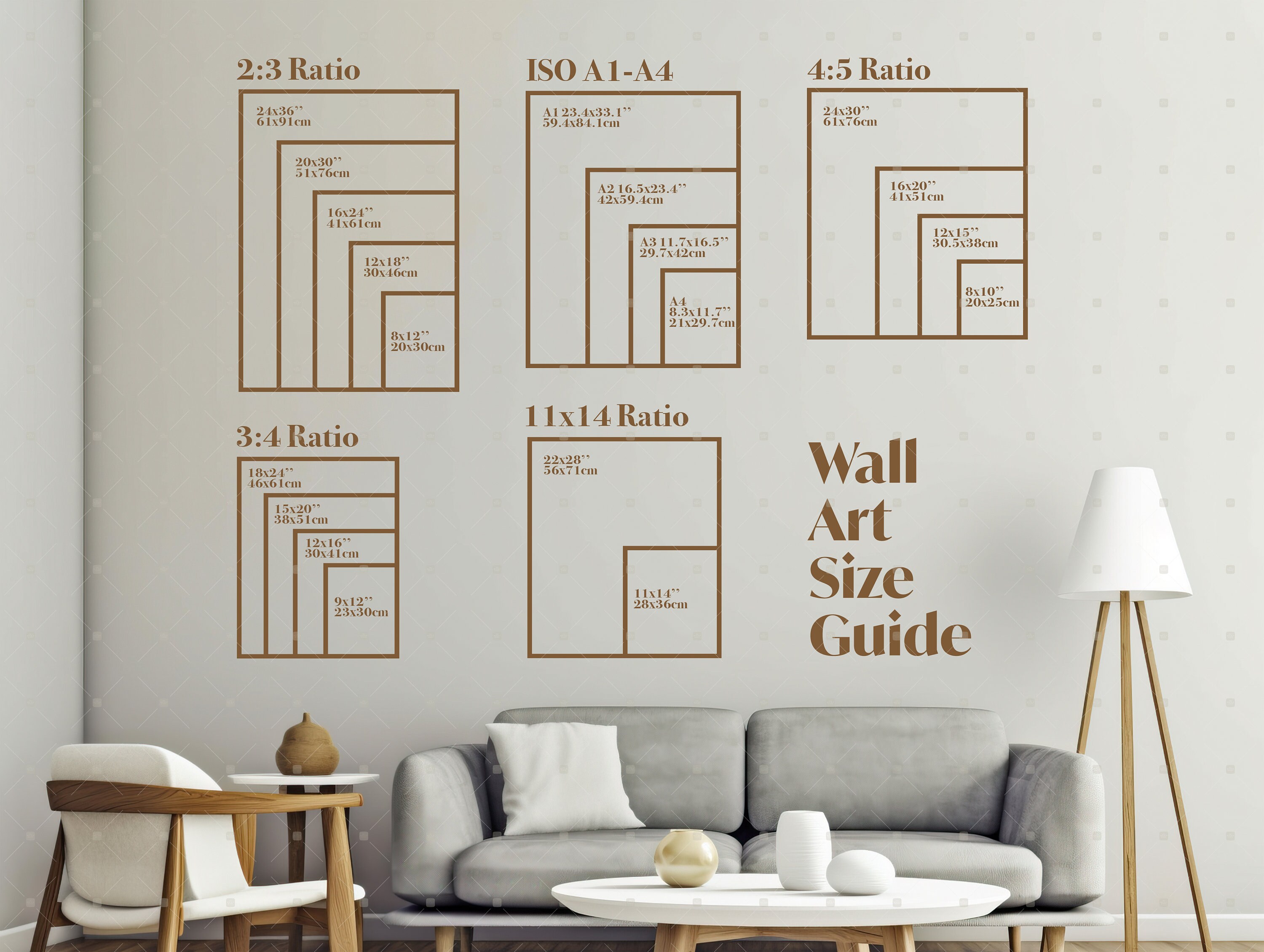 Wall Art Size Guide, Wall Art Comparison Chart, Frame and Print Size ...