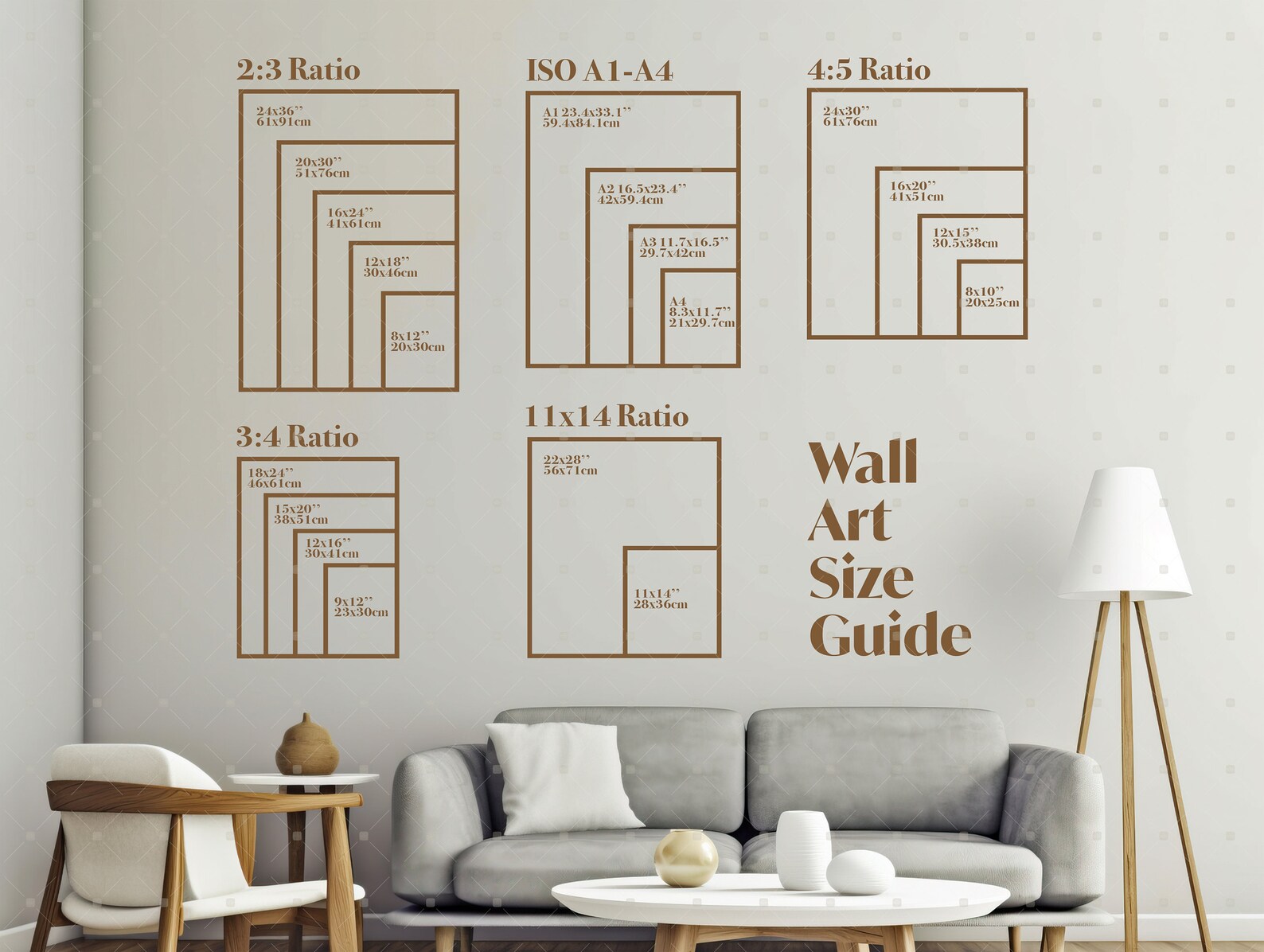Wall Art Size Guide, Wall Art Comparison Chart, Frame and Print Size Guide, Wall Display Guide