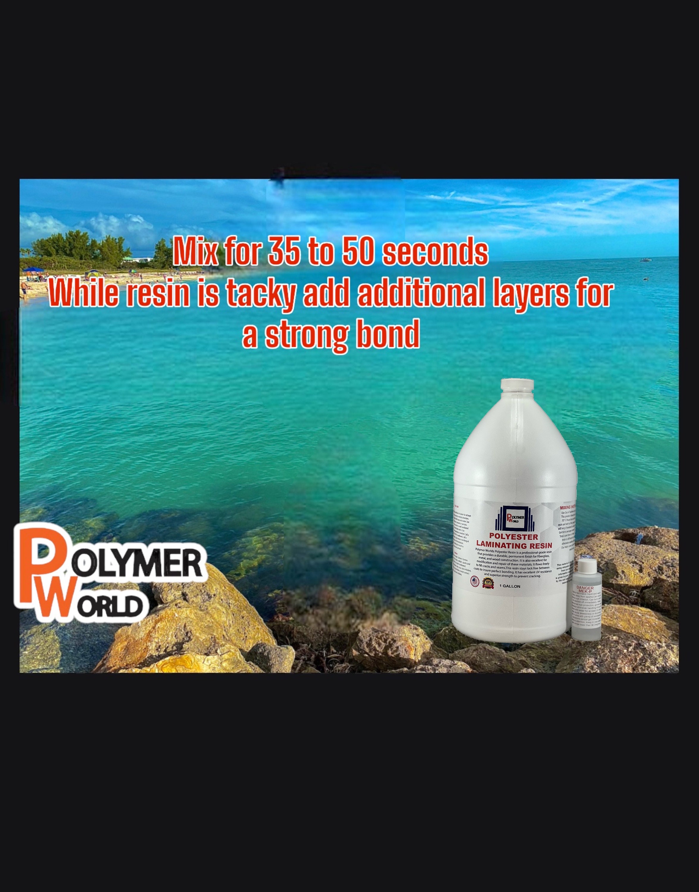 Polymer World Polyester Resin With 1.5x50x10 Yard Chopped Stand  Mat-laminating Fiberglass Resin and Hardener Kit for Boat, Automotive, Bath  