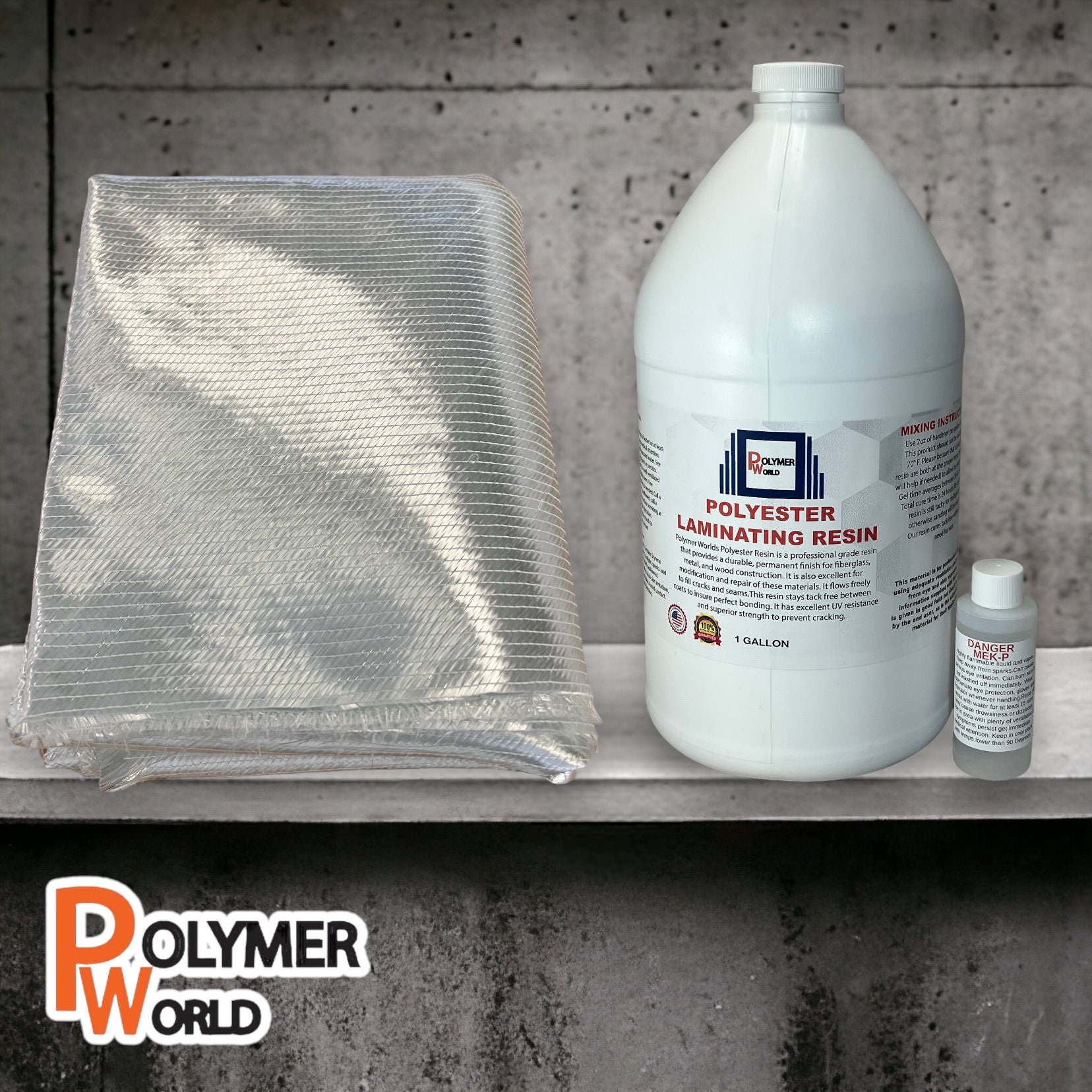 Polymer World 1 Gallon of Polyester Resin With 1708x50x5 Yard Biaxial