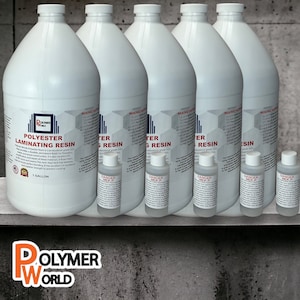 Polymer World  5 Gallons of Polyester Resin with Hardener - Marine-Grade Laminating Fiberglass Resin Kit for Boat, Automotive, Bath Repairs.