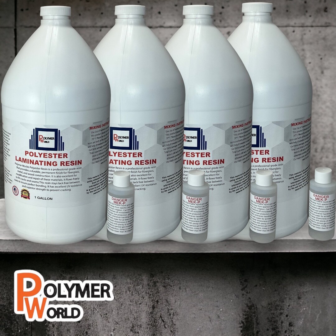 Polymer World 4 Gallons of Polyester Resin With Hardener Marinegrade Laminating Fiberglass