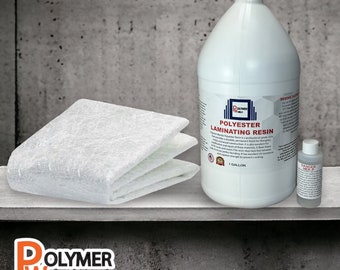 Polymer World Polyester Resin with .75x50x5 Yard Chopped Stand Mat-Laminating Fiberglass Resin and Hardener Kit for Boat, Automotive, Bath