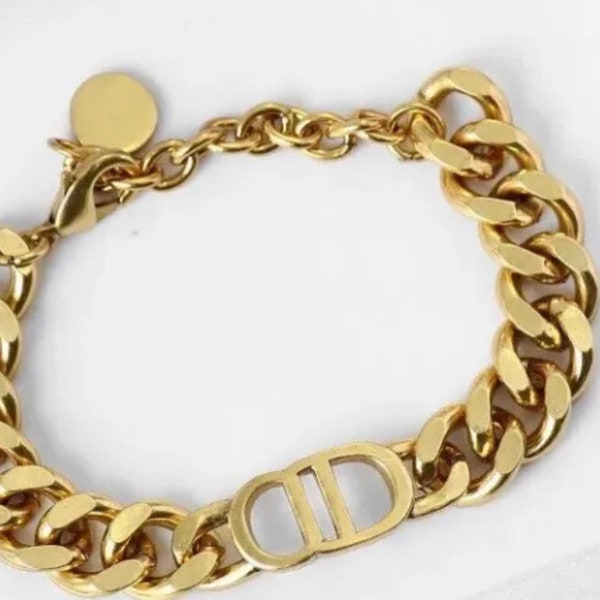 Gold Choker Necklace & Bracelet Set luxury D Gift