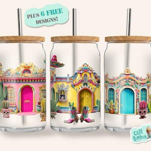 Dia de los Muertos Libbey Glasdose, 16 Unzen Glasdose Full Wrap, Mexiko Sugar Skull Instant Download, mexikanische Halloween png, digitaler Download