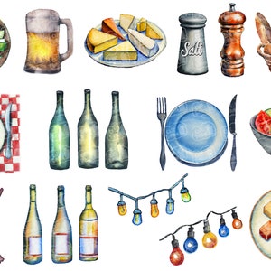 Watercolor BBQ Clipart | Barbecue Party Clip Art SVG, PNG Digital ...