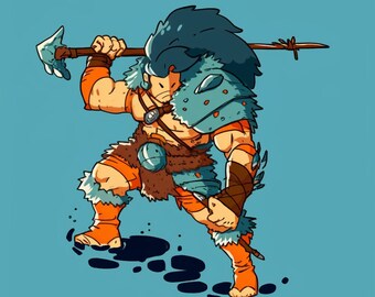 Holbewoner krijger popart