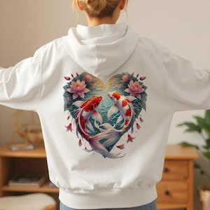 Koi Fish Hoodie - Japanese Streetwear, Y2K Aesthetic, Harajuku Fashion, Tokyo Style, Asian Art, Anime-Inspired Zen Hoodie