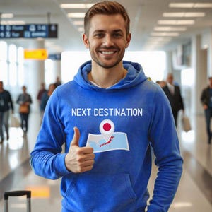 Next Destination Hoodie | Japanese Travel Streetwear, Y2K, Harajuku Aesthetic, Tokyo Style, Japanese Gift