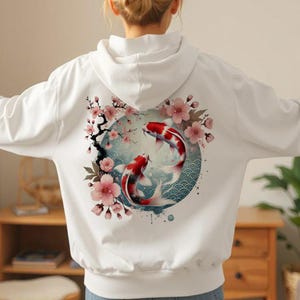 Koi Fish Hoodie - Japanese Streetwear, Y2K Aesthetic, Harajuku Fashion, Tokyo Style, Asian Art, Anime-Inspired Unisex Hoodie