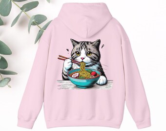 Ramen Cat Hoodie - Japanese Streetwear, Harajuku Style, Tokyo Y2K Fashion, Anime-Inspired Hoodie, Asian Art Cozy Sweatshirt