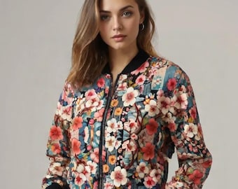 Sakura-bomberjack - Japan Streetwear, Y2K-jas met bloemen, harajuku-kersenbloesem, kimono-geïnspireerde bovenkleding in Tokio-stijl