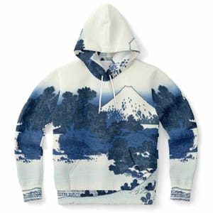 Hokusai &quot;Shichiri Beach in Sagami Province&quot; Hoodie - Ukiyo-e Japanese Streetwear, Y2K, Harajuku Artwear, Asian Art, Tokyo Style, Anime Style