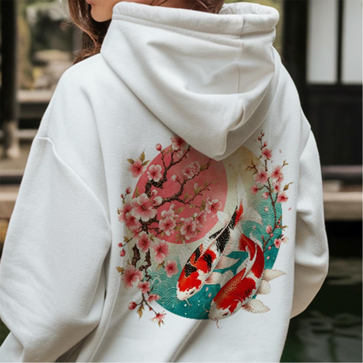 トレーナー スウェット CHERRY BLOSSOM PHOTO PRINT SWEAT レディース メンズ Japanese Cherry Blossom Graphic white fox hoodie for Men and
