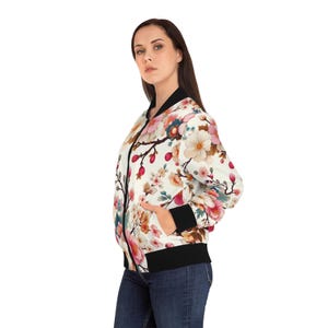 Sakura Blossom Women's Bomber Jacket - Japanese Streetwear, Y2K Aesthetic, Harajuku Fashion, Tokyo Style, Asian Art, Anime-Inspired image 7