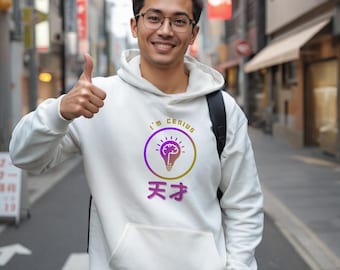 I'm "Genius" Japanese Kanji Hoodie - Y2K Harajuku Streetwear, Anime-Inspired Fashion, Tokyo Style