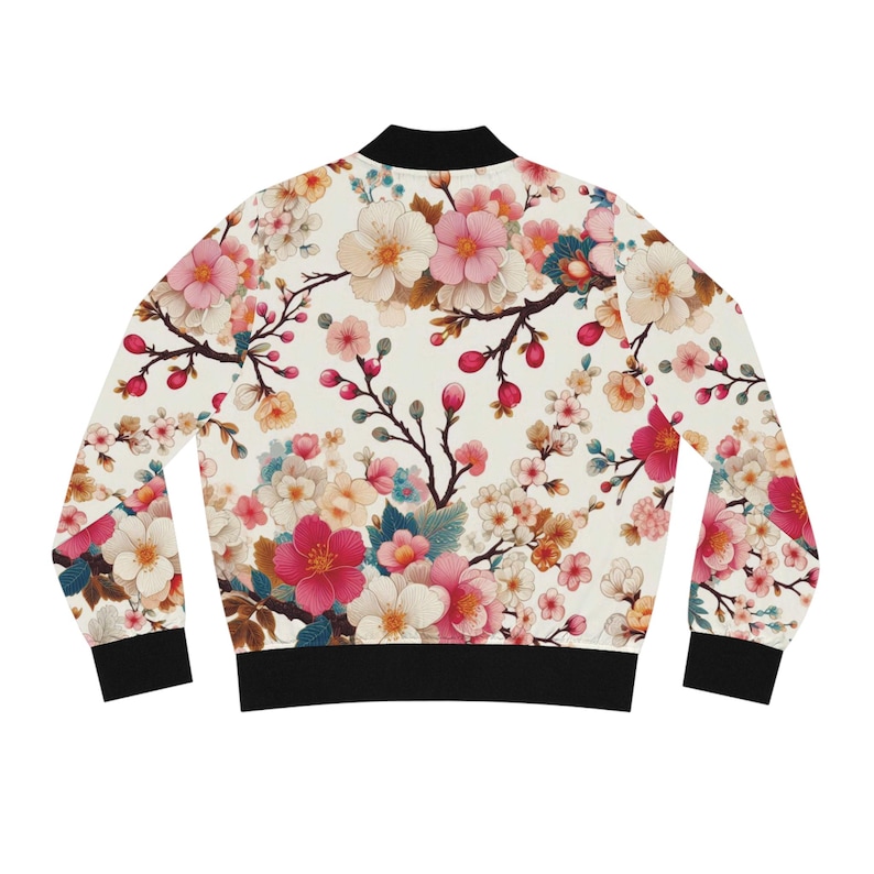 Sakura Blossom Women's Bomber Jacket - Japanese Streetwear, Y2K Aesthetic, Harajuku Fashion, Tokyo Style, Asian Art, Anime-Inspired image 5