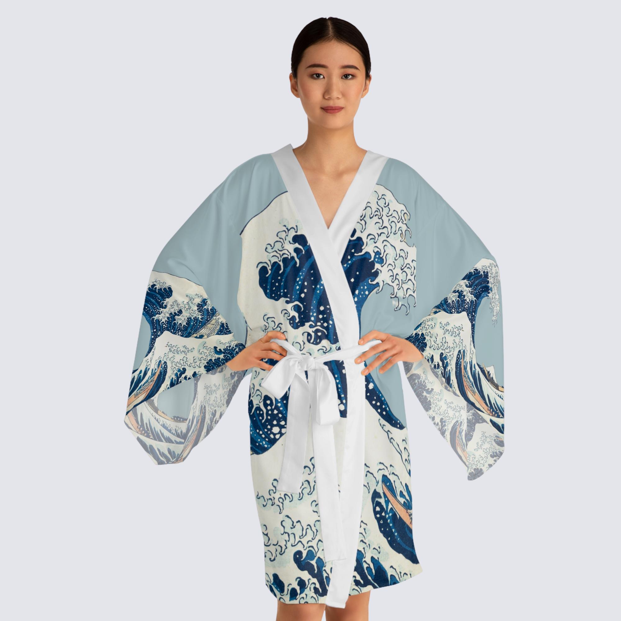 Great Wave Kimono Robe - Japanese Streetwear, Hokusai Inspired ...