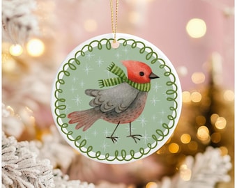 Woodland Bird Christmas Ornament Holiday Winter Decoration Rustic Tree Ornament Nature Inspired Bird Lover Gift