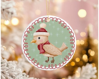 Woodland Bird Christmas Ornament Holiday Winter Decoration Rustic Tree Ornament Nature Inspired Bird Lover Gift