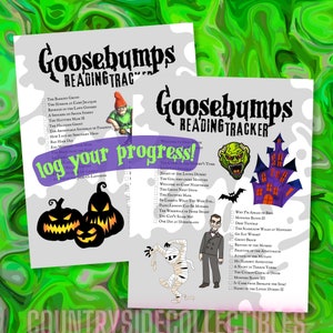 GOOSEBUMPS Reading Tracker - Throwback Retro Kids Horror Book Log Téléchargement instantané, art de style vintage, suivez les progrès à travers la série !