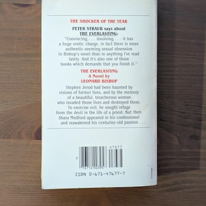 May include: A paperback book titled "The Everlasting" by Leonard Bishop. The back cover features a quote from Peter Straub and a plot summary. The book has a white background with black text and a barcode.