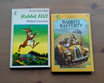2pk "Rabbits Rafferty" by Gerald Dumas 1981 Paperback & "Rabbit Hill" by Robert Lawson - Vintage Books Set Lot