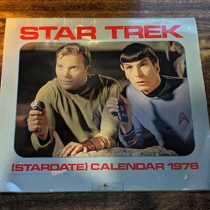 1976 STAR TREK Vintage Calendar RARE Stardate Wall Hanging Decor Gift, Throwback Science Fiction Adventure Collector&#39;s Item Tv Show