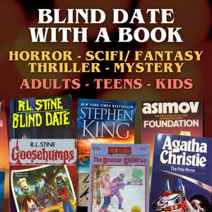 SPOOKY BLIND DATE w/ a Book! Surprise Title Mystery Horror Thriller Ghost Witch Paranormal Books, Gift, Library Teacher Bestsellers
