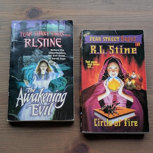 FEAR STREET SAGAS 10 e 11 - Awakening Evil, Circle of Fire Super Rare R L Stine Books, Throwback 90s Teen Horror Thriller Prime edizioni