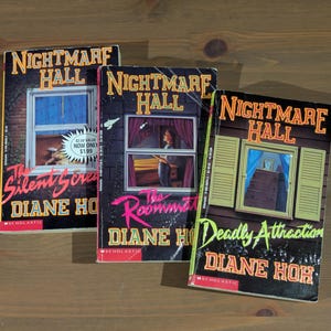 3pk Vintage NIGHTMARE HALL Paperbacks by Diane Hoh #1-3 POINT Horror Series Silent Scream, Roommate, Deadly Attraction, Teen Thriller Books