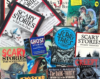 HISTORIAS DE MIEDO Cuentos en la oscuridad, Cuentos para pijamadas Elige el tuyo Antología clásica de terror vintage de los 90 Bestsellers retro Ilustraciones inquietantes