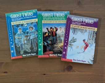 3pk GHOST TWINS set VINTAGE Kids Books #1-3 by Dian Curtis Regan Spooky Childrens Chapter Book Gift Set Novels, Throwback Stories