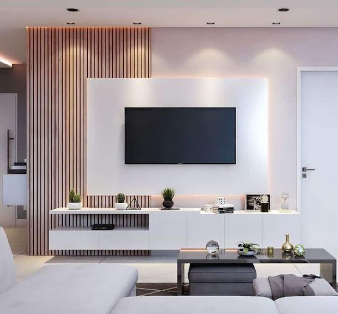 Tv Unit Wall Unit Television Wood New Console Design 3d Model 3d creative Home living Room wall Desing special Design Etsy